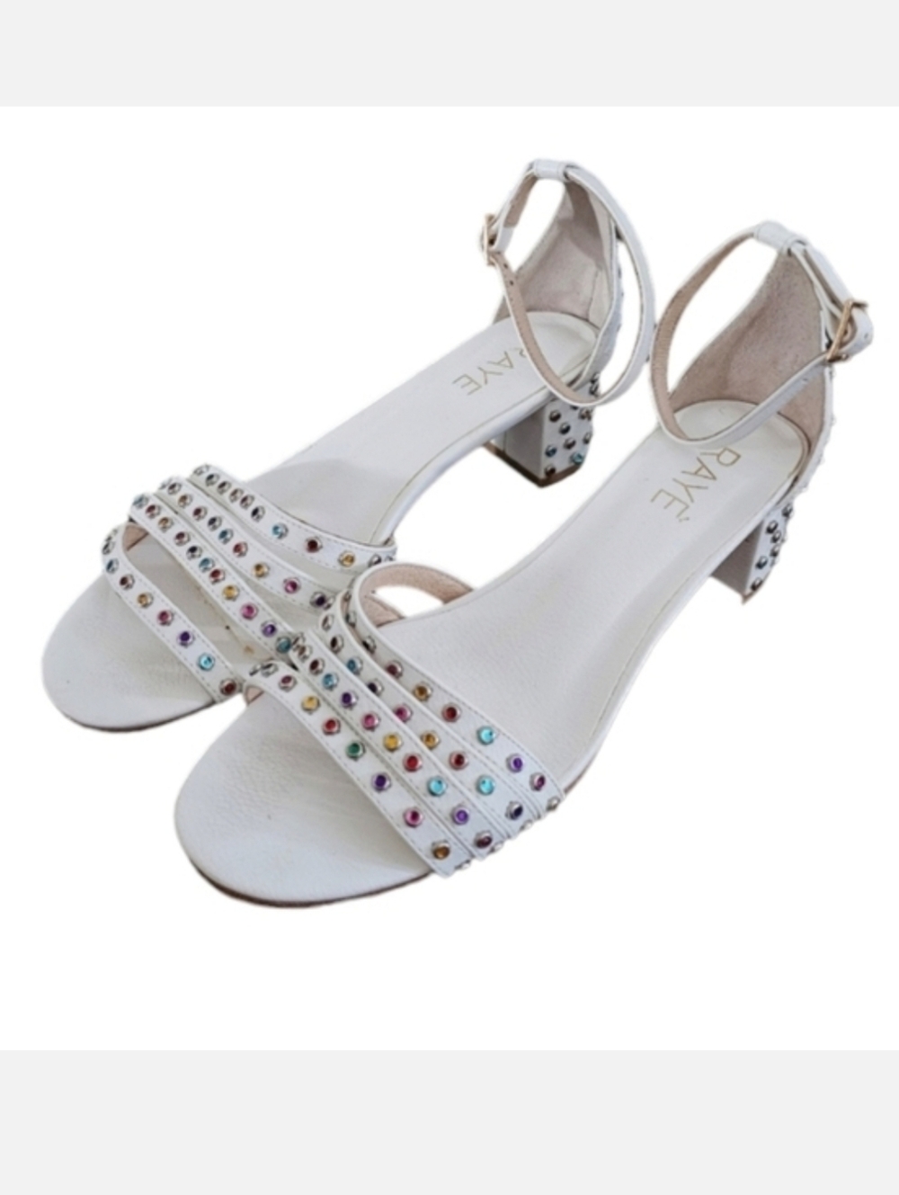 Raye Rainbow Rhinestone Sandals Size 8